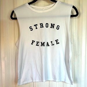 lovers of hYOUmanity White Sleeveless Top with Black Print‎ Womens S